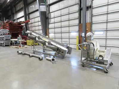 26"x 14' 8" Bulk Food Process Incline Conveyor 115V with Dust Collector Blower
