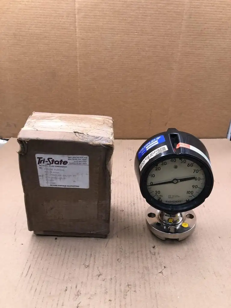 Tri-State / Ashcroft 1″ Steel Air Pressure Gauge 100PSI -NIB 45-1279SSL-04L
