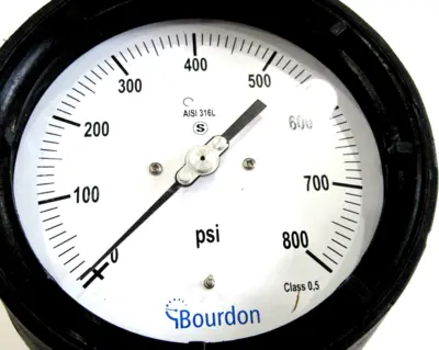 NEW BOURDON 316L PRESSURE GAUGE 0-800