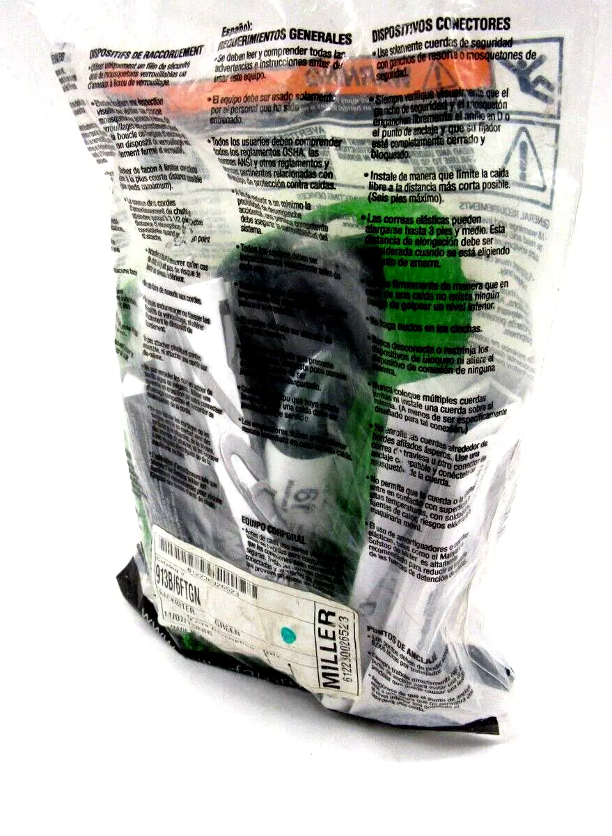 NEW MILLER FALL PROTECTION 913B/6FTGN BACKBITER 913B6FTGN