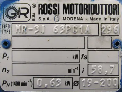 NEW ROSSI MR-3I63PC1A REDUCER 58.7:1 MR3I63PC1A
