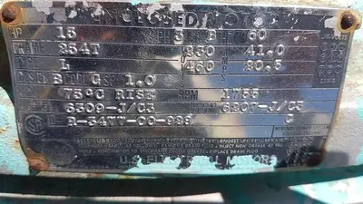 USED US ELECTRIC 15 HP ELECTRIC MOTOR