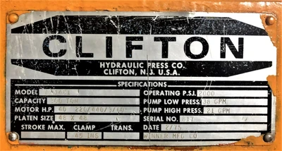 USED CLIFTON CLIFTON A-1461 PRESS