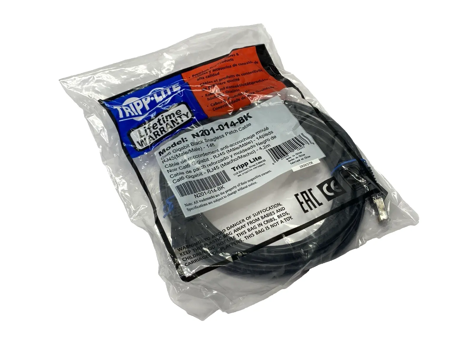New | in-Stock Tripp Lite Ethernet Cat6 Cordset Double-Ended M/M RJ45 Connectors 14' Cable & Wire Michigan US | Maverick Industrial Sales #1395779