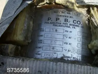 Heat Exchanger, Shell & Tube, 475 SF, C/st And Copper, #S735586