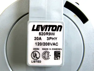 NEW LEVITON 520R9W WATERTIGHT RECEPTACLE 20AMP 3PHY 120/208VAC