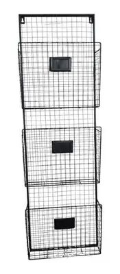 Design Styles| 3-Tier Distressed Black Metal Vintage Wall File Organizer