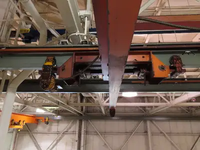Cleveland Tramrail P&H 11 Ton Double Girder Underhung Bridge Crane 34' 10" Span
