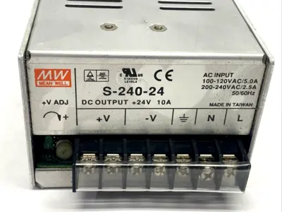 S-240-24 | Mean Well  Power Supply 100-240VAC 24VDC 10A - Used