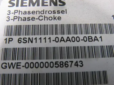 Siemens 1P 6SN1111-0AA00-0BA1 3 Phase Choke Reactor Com-HF 7MH 30A 16kW