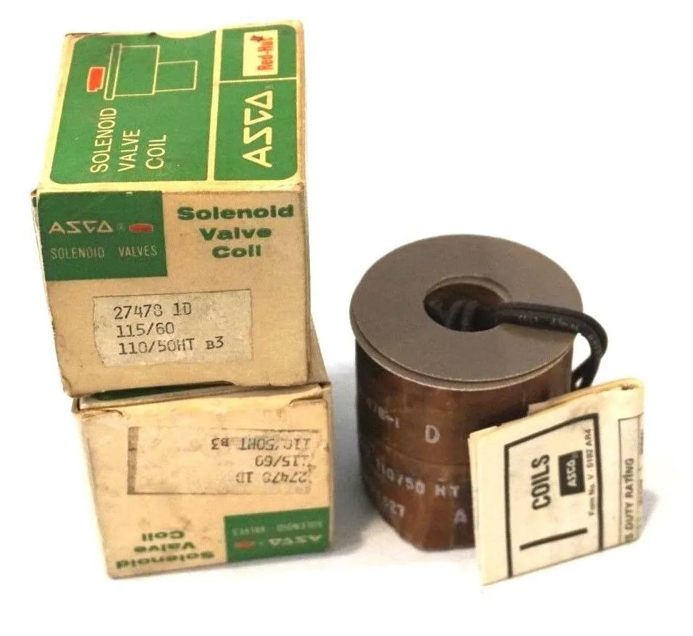 2 NEW ASCO 2747S-1D SOLENOID VALVE COILS 115V, 60HZ, 2747S1D