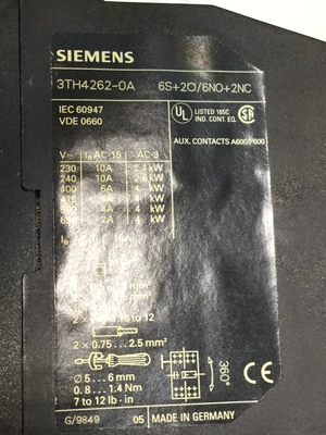 Used SIEMENS 3TH4262-0A PLC Contactors | Ideal Machinery #619929
