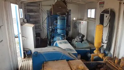USED NATIONAL JWS-300L 4X5 TRIPLEX WELL SERVICING REVERSING MUD PUMP PACKAGE