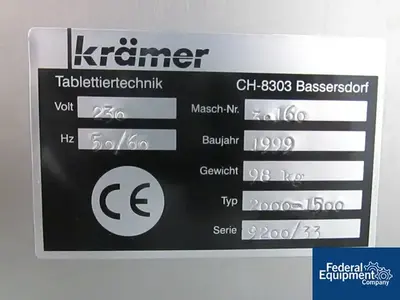 USED Kramer KRAMER DEDUSTER, TYPE 2000-1500