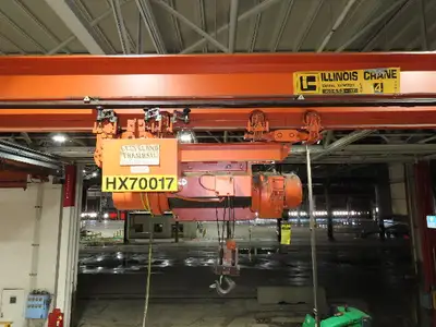 Cleveland Tramrail P&H 4 Ton Single Girder Underhung Bridge Crane 45' 10" Span