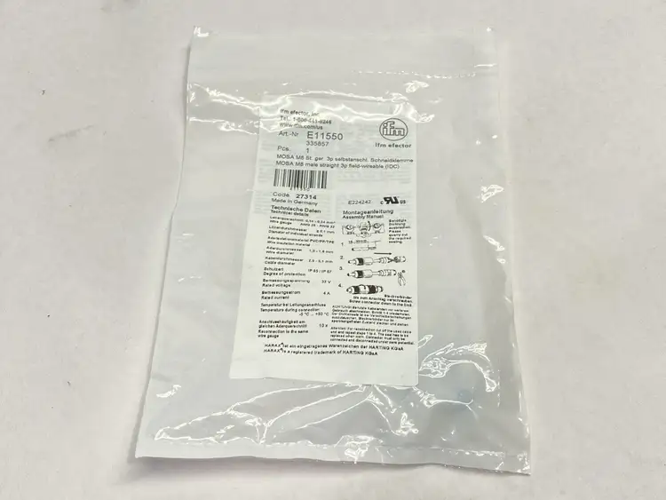 New | in-Stock ifm Wireable Plug M8 3-Pin Male SSTGF030MSSFPKG Electrical Fittings Michigan US | Maverick Industrial Sales #1395661