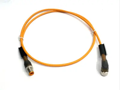 USED BELDEN, LUMBERG AUTOMATION CONNECTION CABLE M12 M/F 4-PIN RT ANGLE