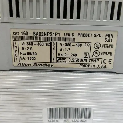 Used ALLEN-BRADLEY 160-BA02NPS1P1 Variable Speed Drives Ohio US | Surplus Asset Holdings #1240415