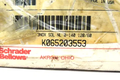 NEW SCHRADER BELLOWS K065203553 SOLENOID VALVE 3NOX SOL NL 0-140 120/60