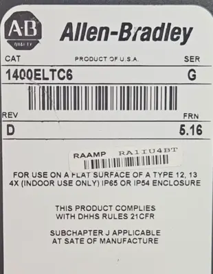 Allen Bradley PanelView 1400e 1400ELTC6 SerG (BIN365)
