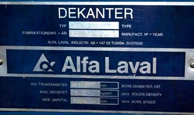 Alfa-Laval AVNX 4055B-31G decanter centrifuge, 316SS.
