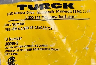 Turck VB2-FSM 4.4/2RK 4T-0.5/0.5/S719 Wire Split. Loc5E-17