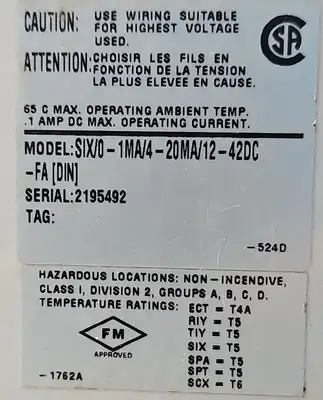 MOORE SIX/0-1M4/4-20MA/12-42DC SIGNAL ISOLATOR Loc3B-26