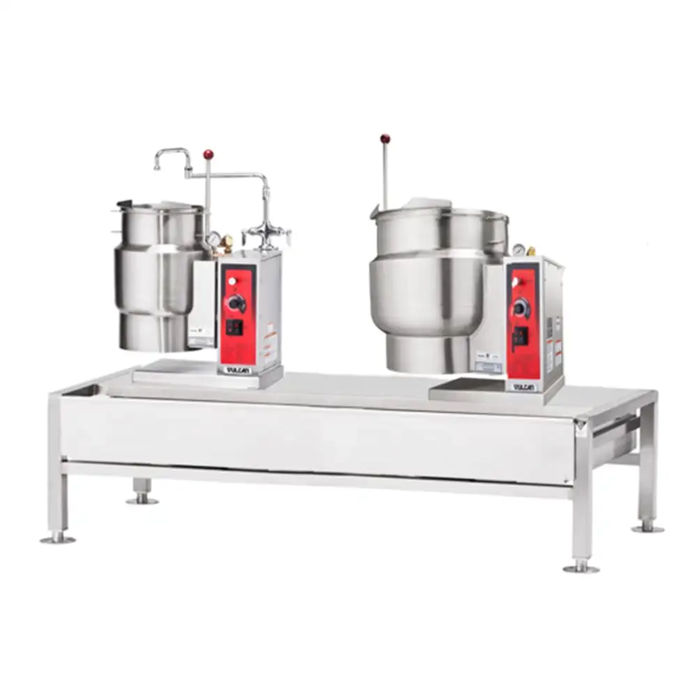 Vulcan VEKT64/612 (1) 6 Gal & (1) 12 Gal Steam Kettles & Stand Assembly - Manual Tilt, 2/3 Jacket, 230v/1ph