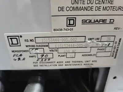 USED SQUARE D MODEL 6