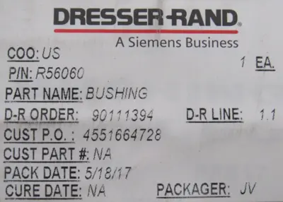 NEW DRESSER RAND R56060 COMPRESSOR BUSHING