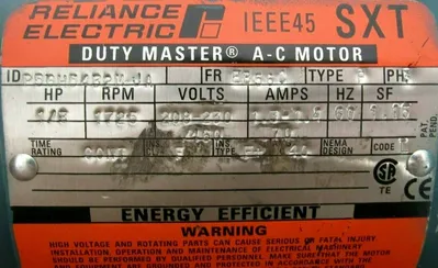 NEW RELIANCE ELECTRIC P56H5432M-JA MOTOR 1/3HP 1725RPM 208-230/460V 5/8" DIA.