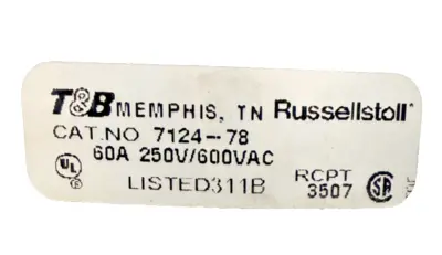 USED RUSSELLSTOL 7124-78 PLUG & CONNECTOR W/ BACK BOX