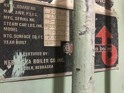 USED 1996 NEBRASKA BOILERS STEAM BOILER 90,000 POUNDS 1996