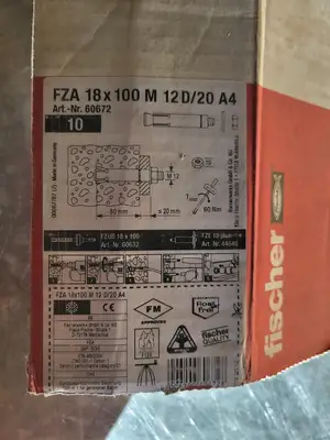 NEW FISCHER FZA 18X100 M12D/20A4
