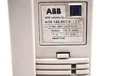 USED ABB ACS143-2K73 DRIVE 3.6 AMP 50/60 HZ ACS1432K73