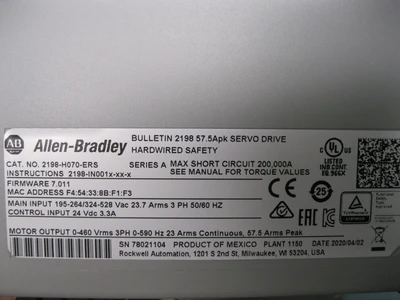 USED Allen-Bradley 2198-H070-ERS
