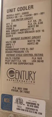 USED CENTURY REFRIGERATION A427-338HG