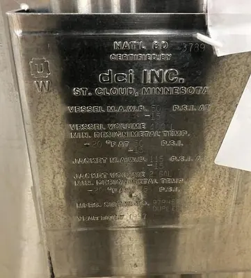 Reactor, 106 Gallon (400 Liters), 316L Stainless Steel, Jacketed, 50 PSI Internal - #S745276