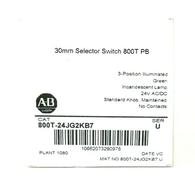 NEW ALLEN BRADLEY 800T-24JG2KB7 SELECTOR SWITCH SER.U 800T24JG2KB7