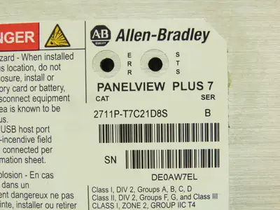 Allen Bradley 2711P-T7C21D8S PanelView Plus 7 Touch HMI 24VDC Control Panel