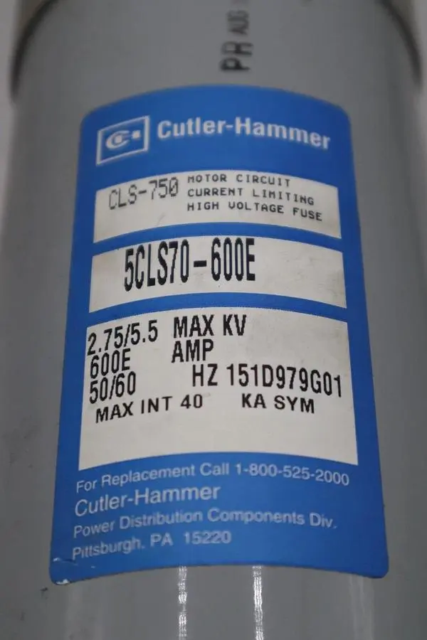 CUTLER HAMMER CLS-750 5CLS70-600E 2.75/5.5KV 600E AMP HIGH VOLTAGE FUSE #HS-12