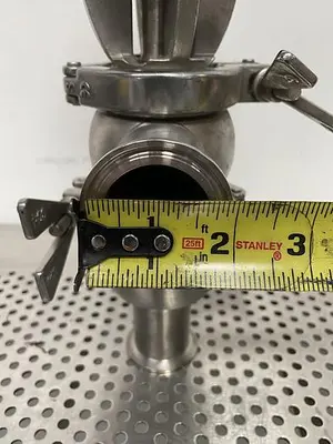 USED SPX M18BP816631TTT SW4D 1.5" S-LINE 74MM SS VALVE W/ 1 1/2" SANITARY FITTINGS
