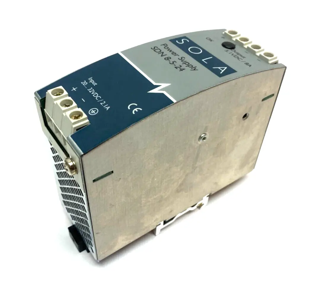 SDN8-5-24 | Emerson SOLA  Power Supply 18-36VDC 2, 9-1, 5A Input 5, 1V/ 8A Output - Used