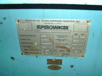 Used SUPERCHANGER S-3-UP-72 Heat Exchangers | DH Griffin Used Equipment #1383136
