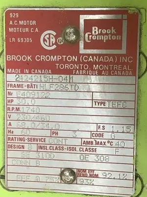 USED BROOK CROMPTON 2424215H-04M