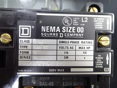 Square D 8502 SAO-11 Enclosed Contactor 120V/60Hz 1/3 to 1 HP Used