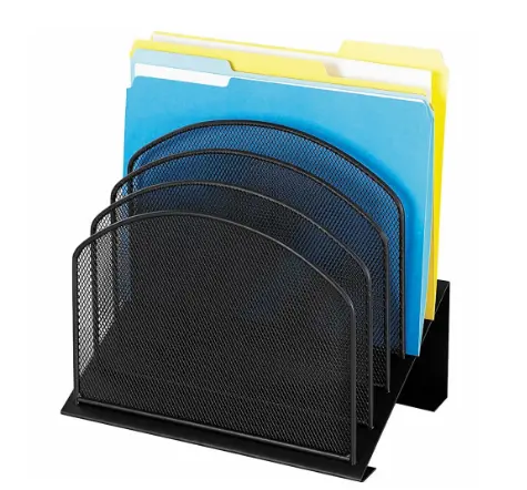 Safco Onyx Mesh 5-Tier Desk Organizer, 12"H x 11 1/4"W x 7 1/4"D, Black