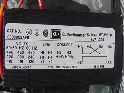 Cutler Hammer C0300C2AFB Single Phase Control Transformer .300 kVA New NIB