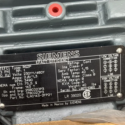 New | in-Stock Siemens 1LA0143-2FP21 Motors (misc) Indiana US | J&J Industrial Supply #1341451