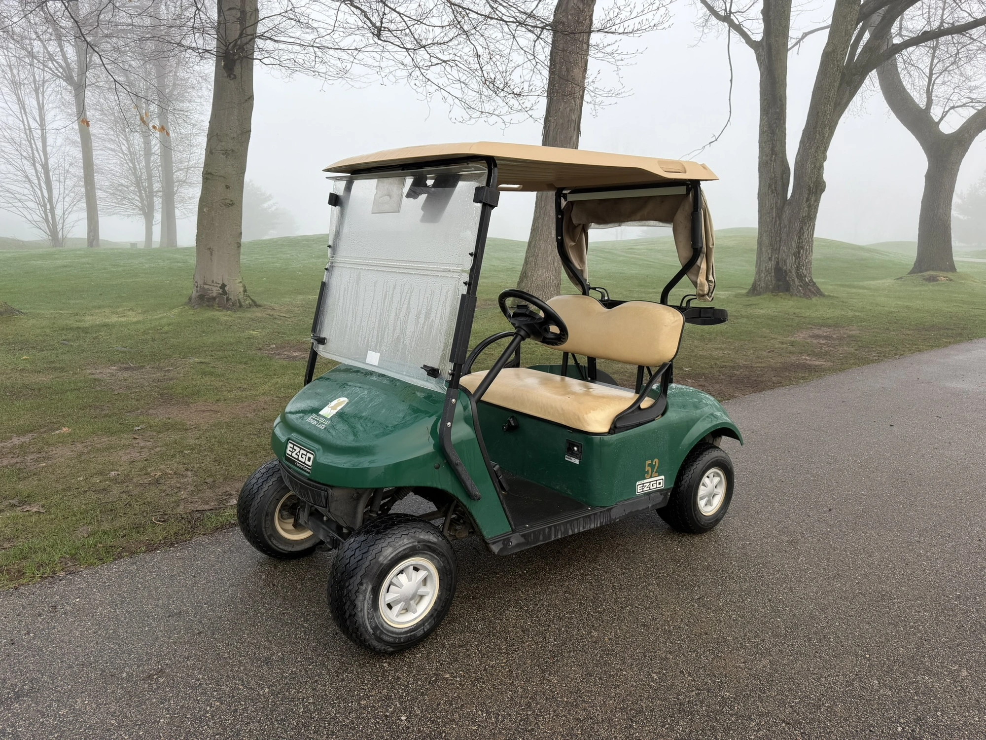 (1) 2017 E-Z-Go golf cart with a Kawasaki gas engine, model 625111G01, includes canopy, ball cover, ...